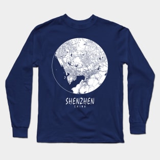 Shenzhen, China City Map - Full Moon Long Sleeve T-Shirt